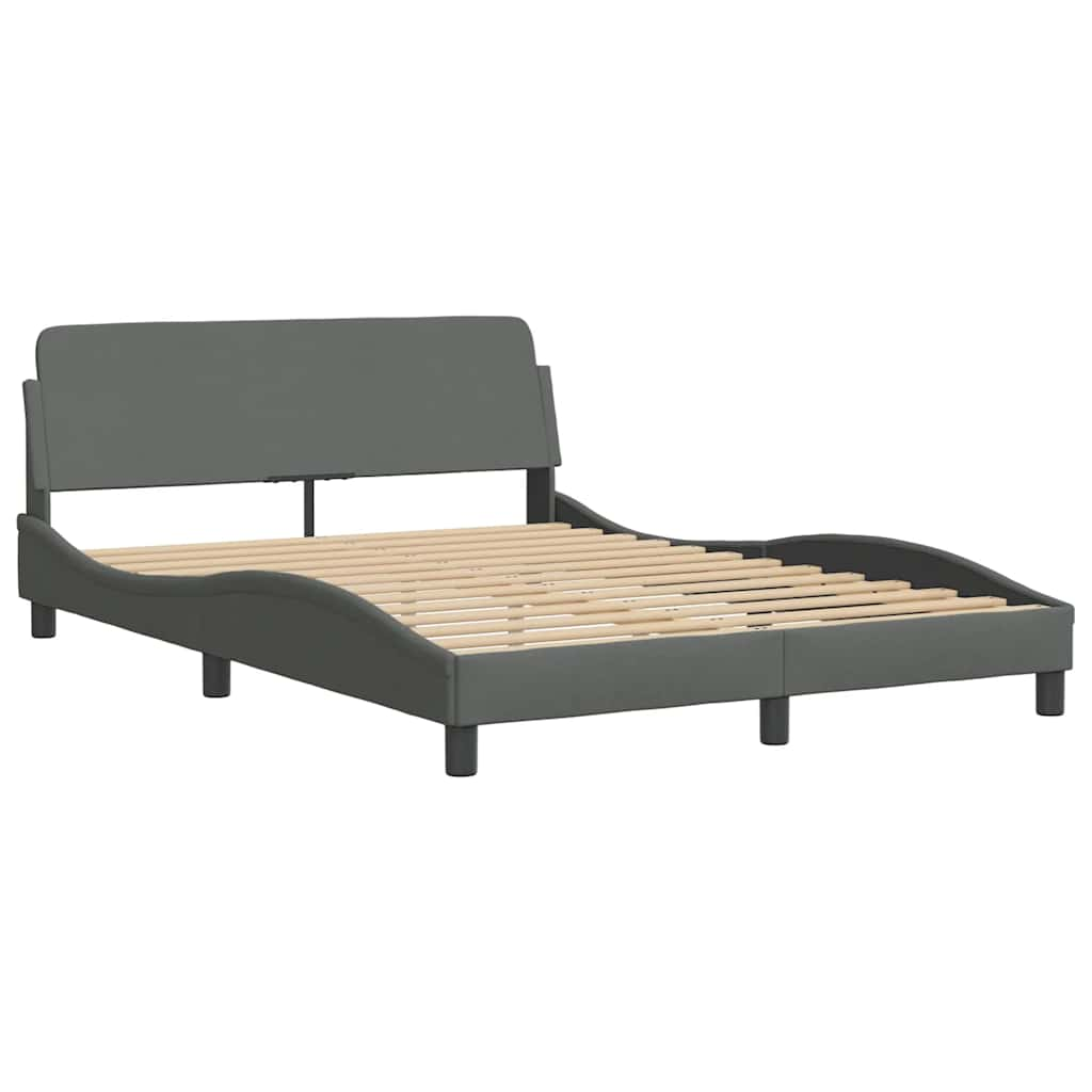 Cadre de lit sans matelas gris foncé 140x190 cm tissu Lits & cadres de lit vidaXL