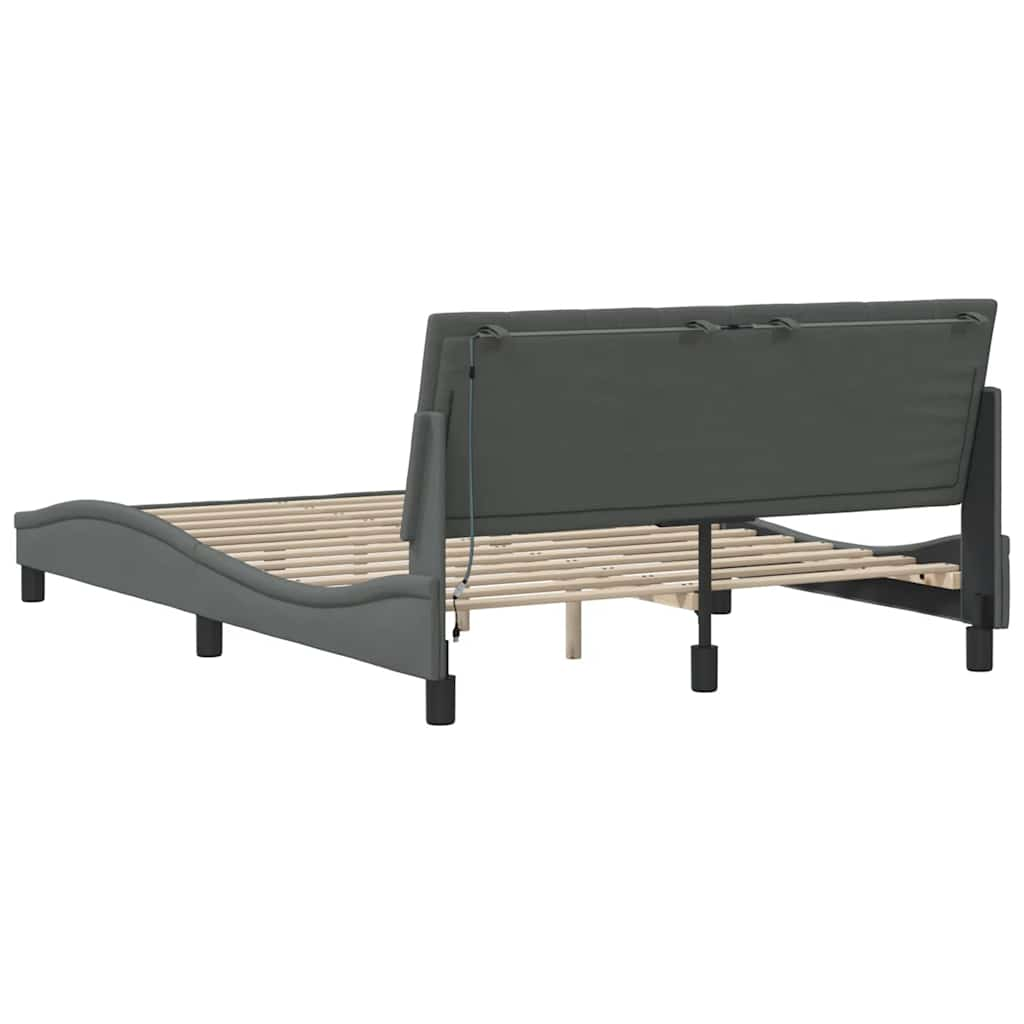 Cadre de lit sans matelas gris foncé 140x190 cm tissu Lits & cadres de lit vidaXL