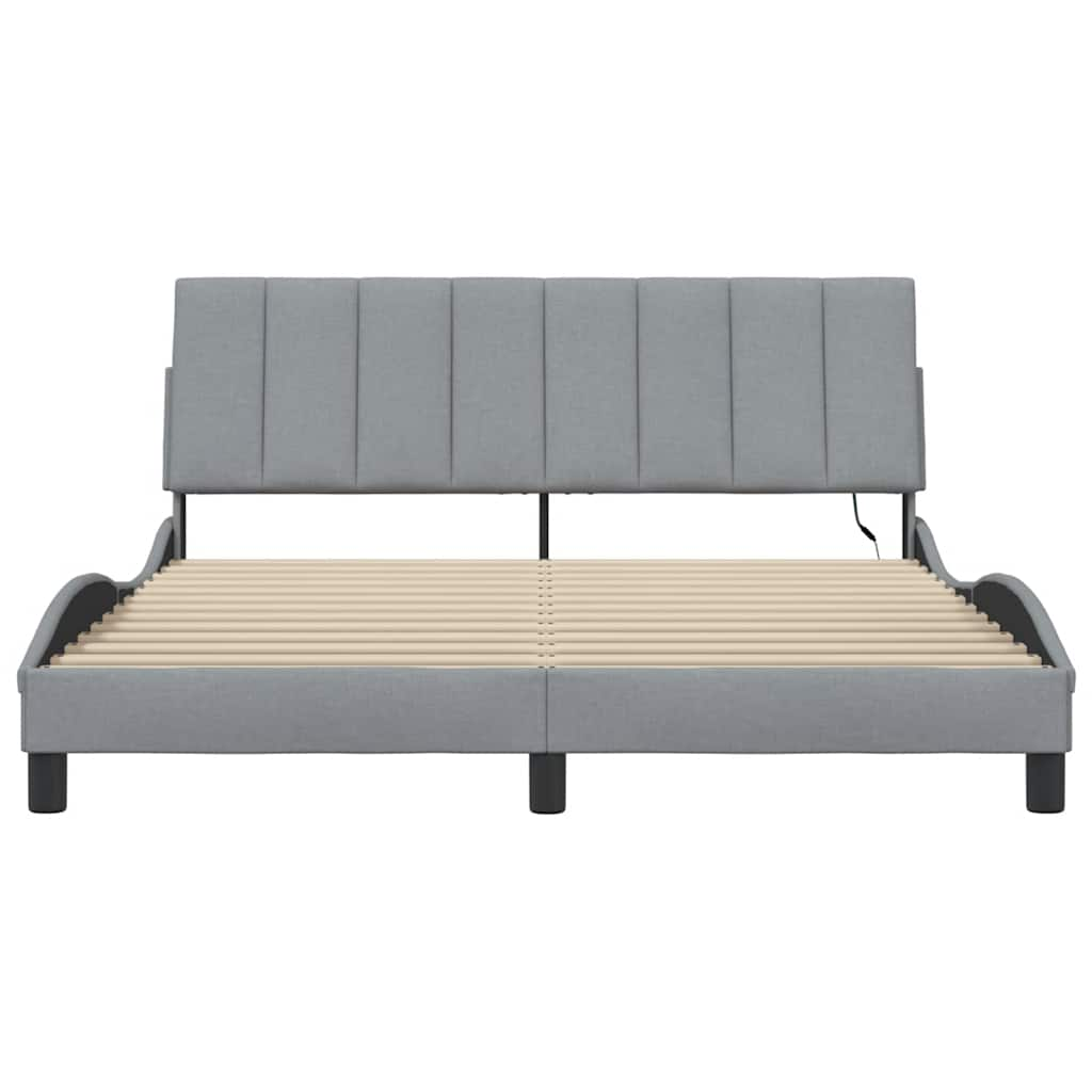 Cadre de lit sans matelas gris clair 160x200 cm tissu Lits & cadres de lit vidaXL