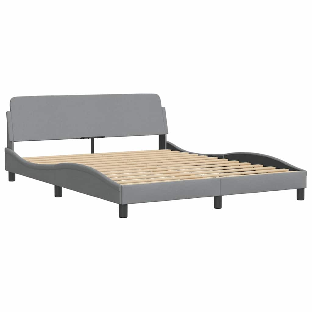 Cadre de lit sans matelas gris clair 160x200 cm tissu Lits & cadres de lit vidaXL