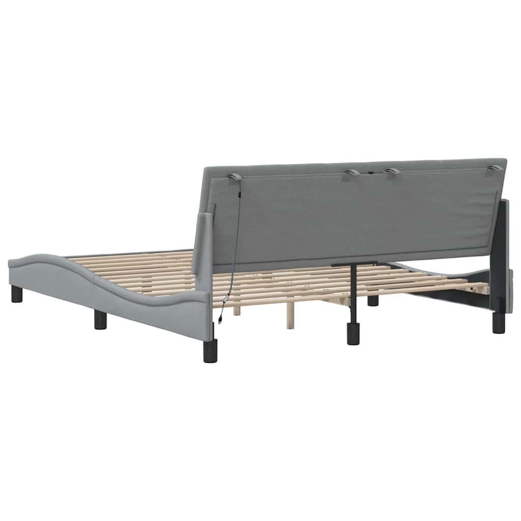 Cadre de lit sans matelas gris clair 160x200 cm tissu Lits & cadres de lit vidaXL