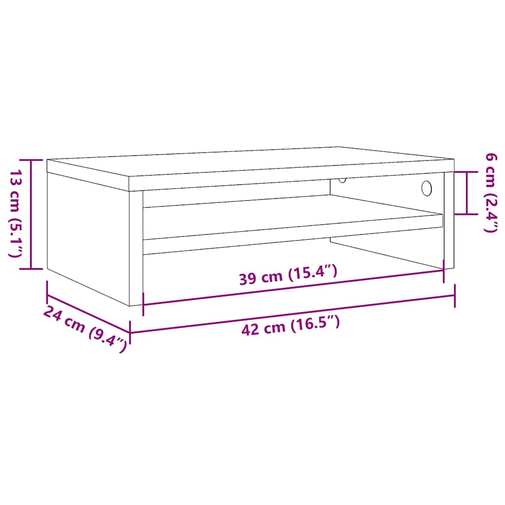 Support de moniteur vieux bois 42 x 24 x 13cm bois d'ingénierie Meubles TV vidaXL