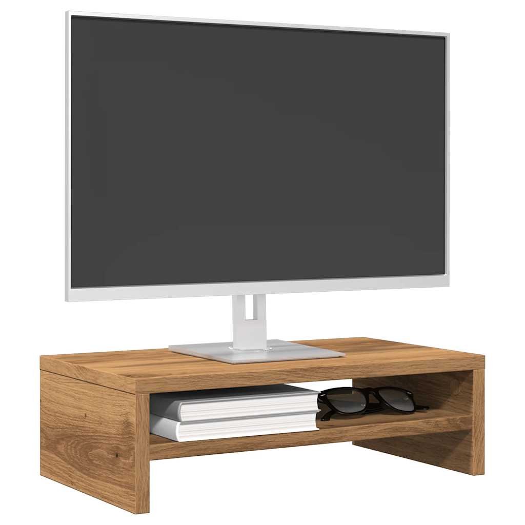 Support de moniteur chêne artisanal 42x24x13 cm bois ingénierie Meubles TV vidaXL