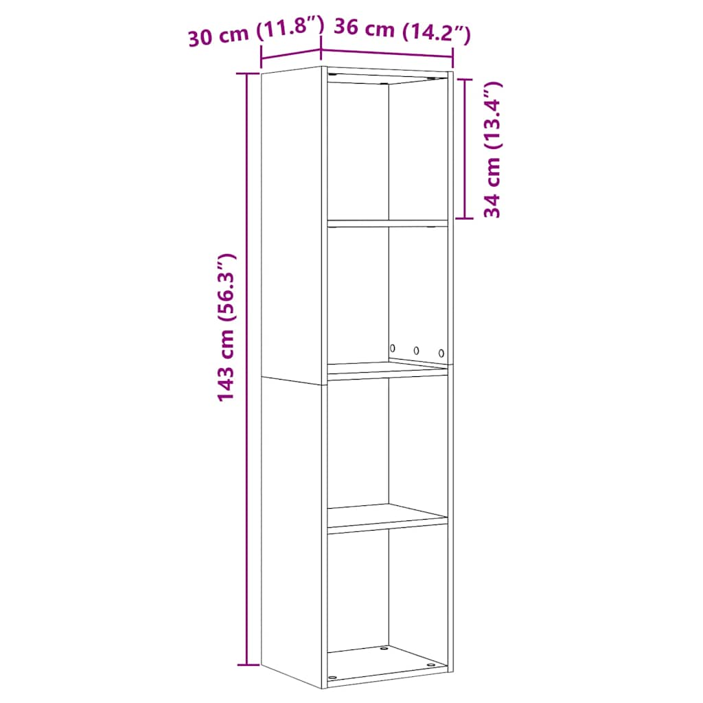 Bibliothèque/Meuble TV vieux bois 36x30x143cm bois d'ingénierie Étagères murales & corniches vidaXL