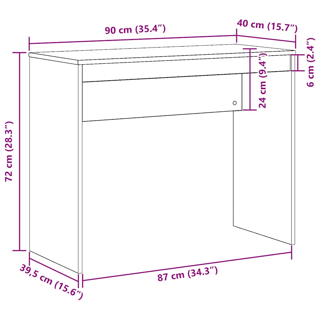 Bureau vieux bois 90x40x72 cm bois d'ingénierie Bureaux vidaXL   