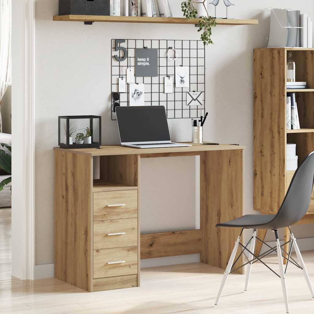 Bureau chêne artisanal 102x76x50 cm bois d'ingénierie Bureaux vidaXL   