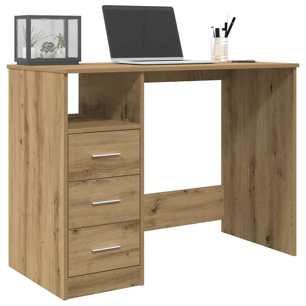 Bureau chêne artisanal 102x76x50 cm bois d'ingénierie Bureaux vidaXL   