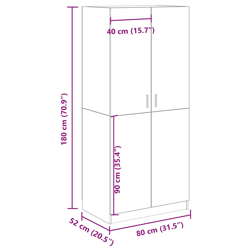 Garde-robe vieux bois 80x52x180 cm bois d'ingénierie Armoires vidaXL