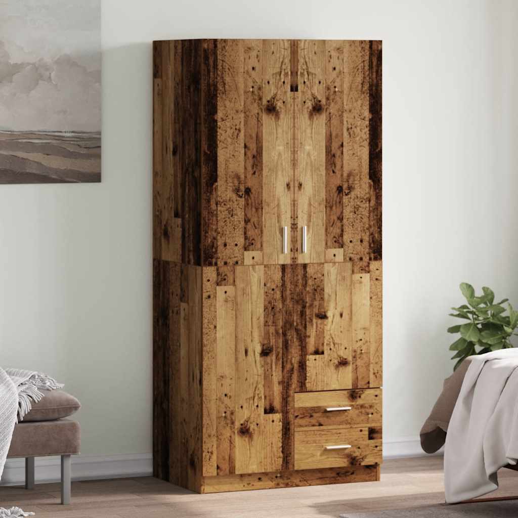 Garde-robe vieux bois 80x52x180 cm bois d'ingénierie Armoires vidaXL   