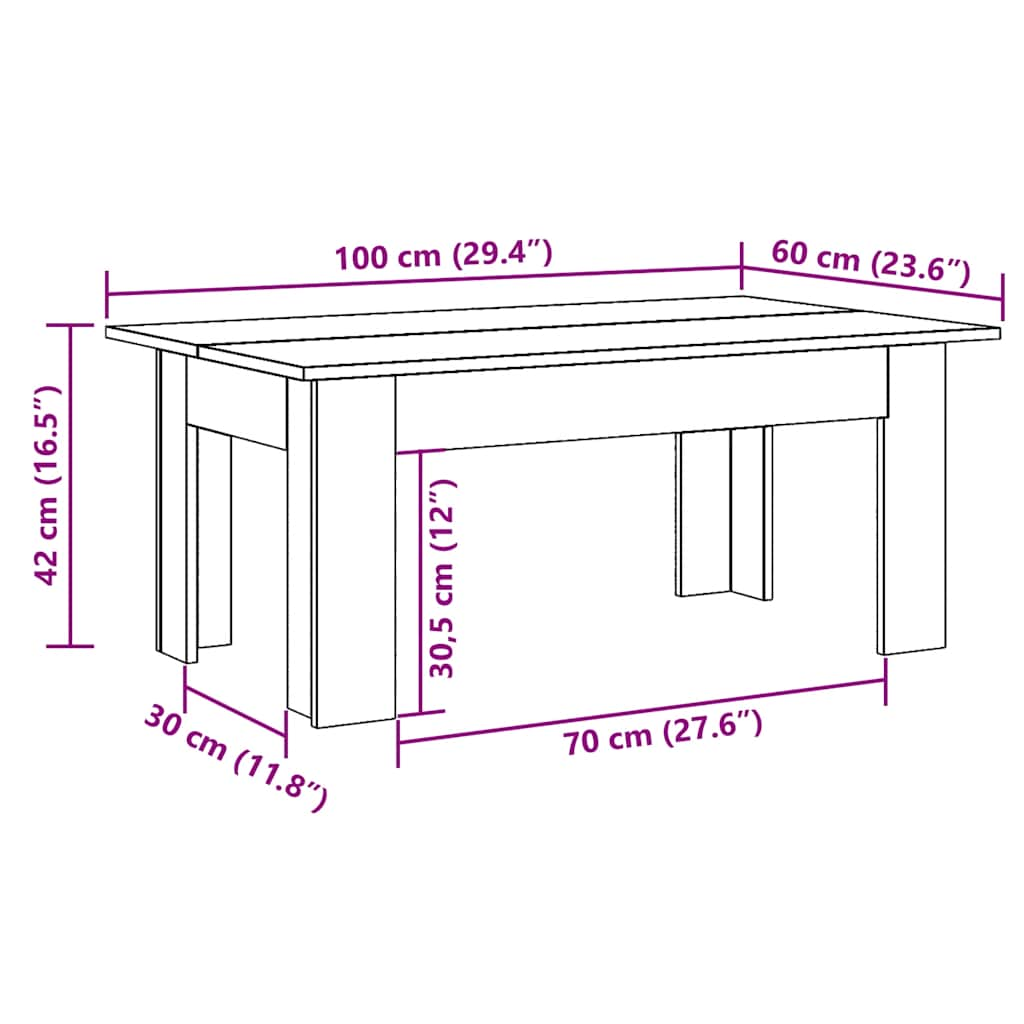 Table basse vieux bois 100x60x42 cm bois d'ingénierie Tables basses vidaXL   