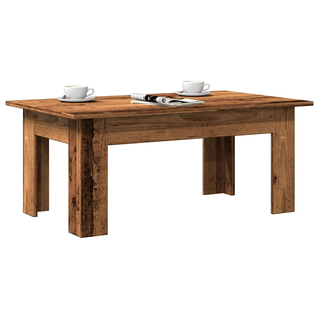 Table basse vieux bois 100x60x42 cm bois d'ingénierie - Xios Store SNC