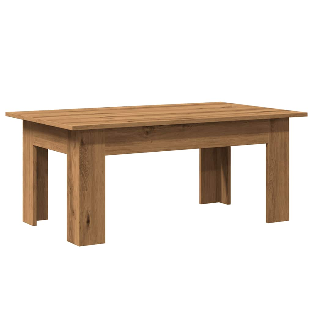 Table basse chêne artisanal 100x60x42 cm bois d'ingénierie - Xios Store SNC