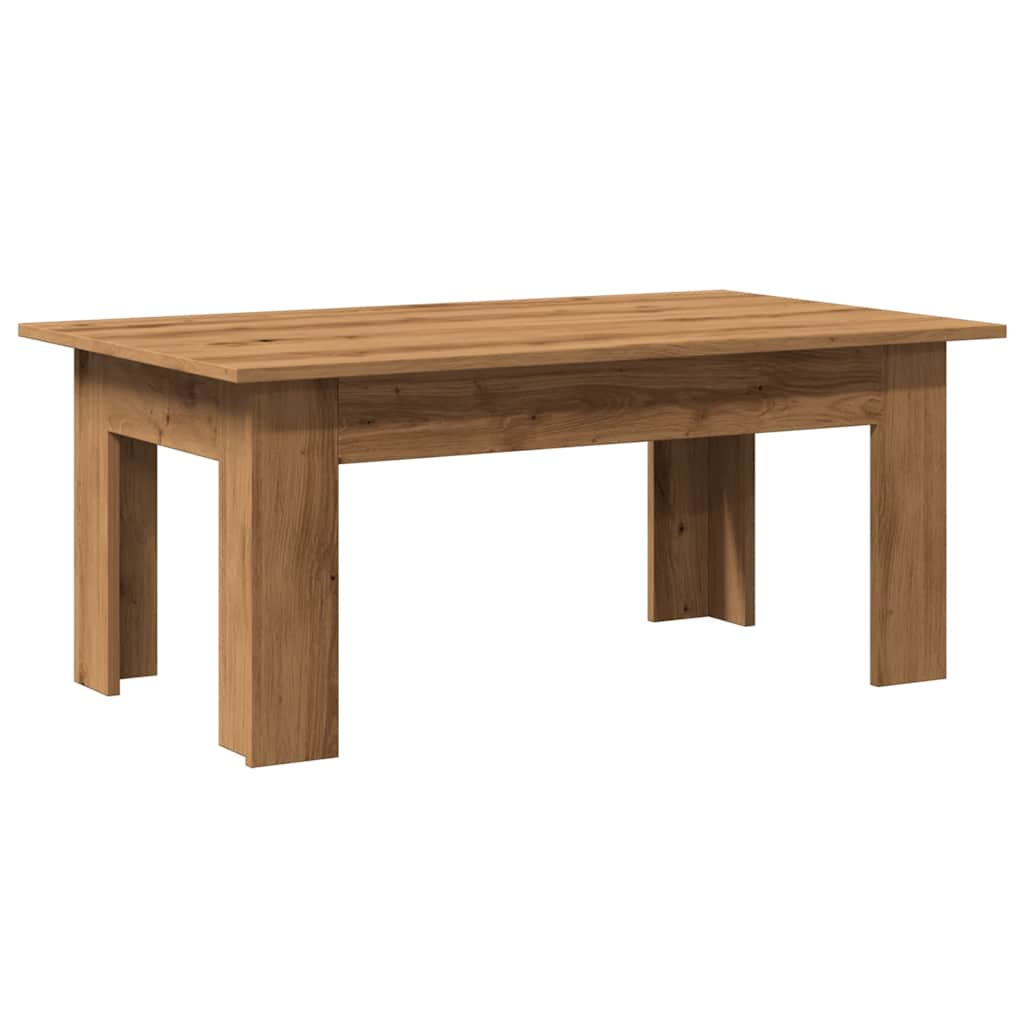 Table basse chêne artisanal 100x60x42 cm bois d'ingénierie - Xios Store SNC