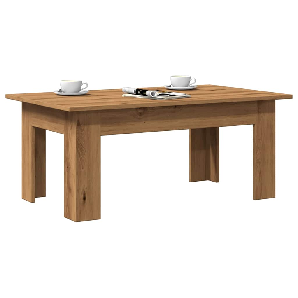 Table basse chêne artisanal 100x60x42 cm bois d'ingénierie - Xios Store SNC