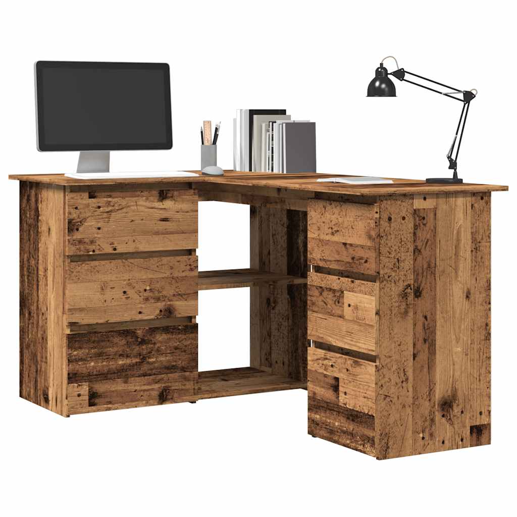 Bureau d'angle vieux bois 145x100x76 cm bois d'ingénierie Bureaux vidaXL   