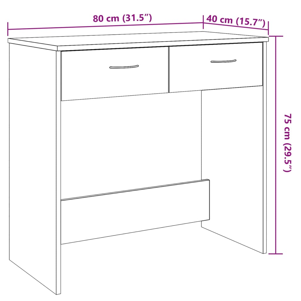 Bureau style vieux bois 80x40x75 cm bois d'ingénierie Bureaux vidaXL   