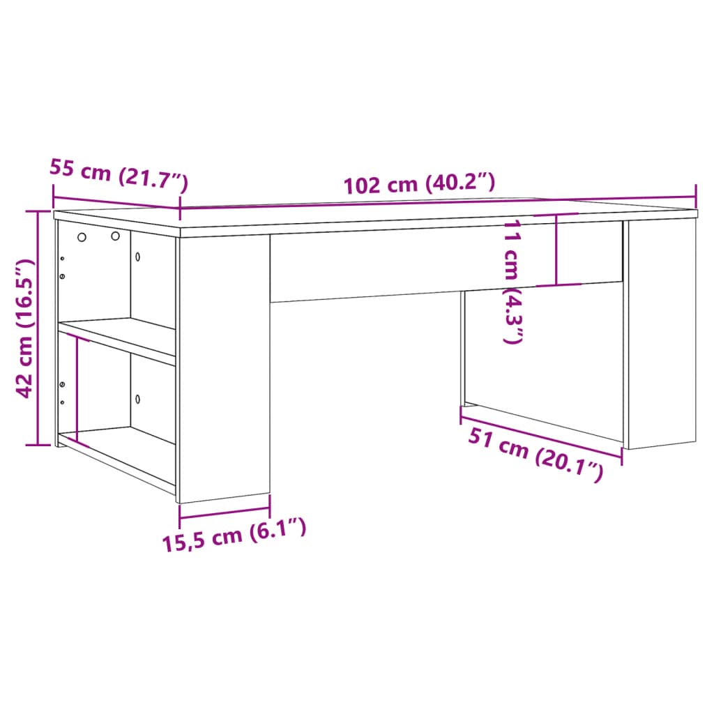 Table basse vieux bois 102x55x42 cm bois d'ingénierie Tables basses vidaXL