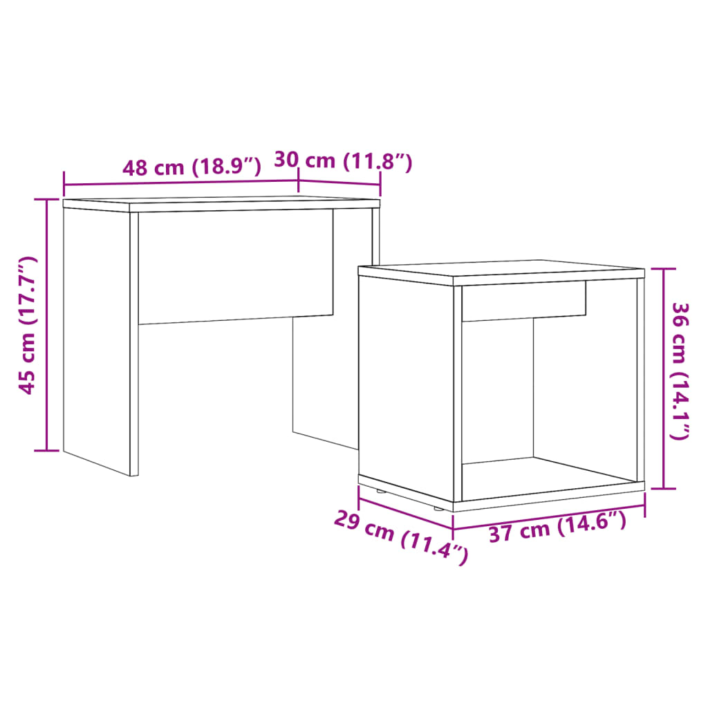 Tables basses gigognes 2 pcs vieux bois bois d'ingénierie Tables basses vidaXL   