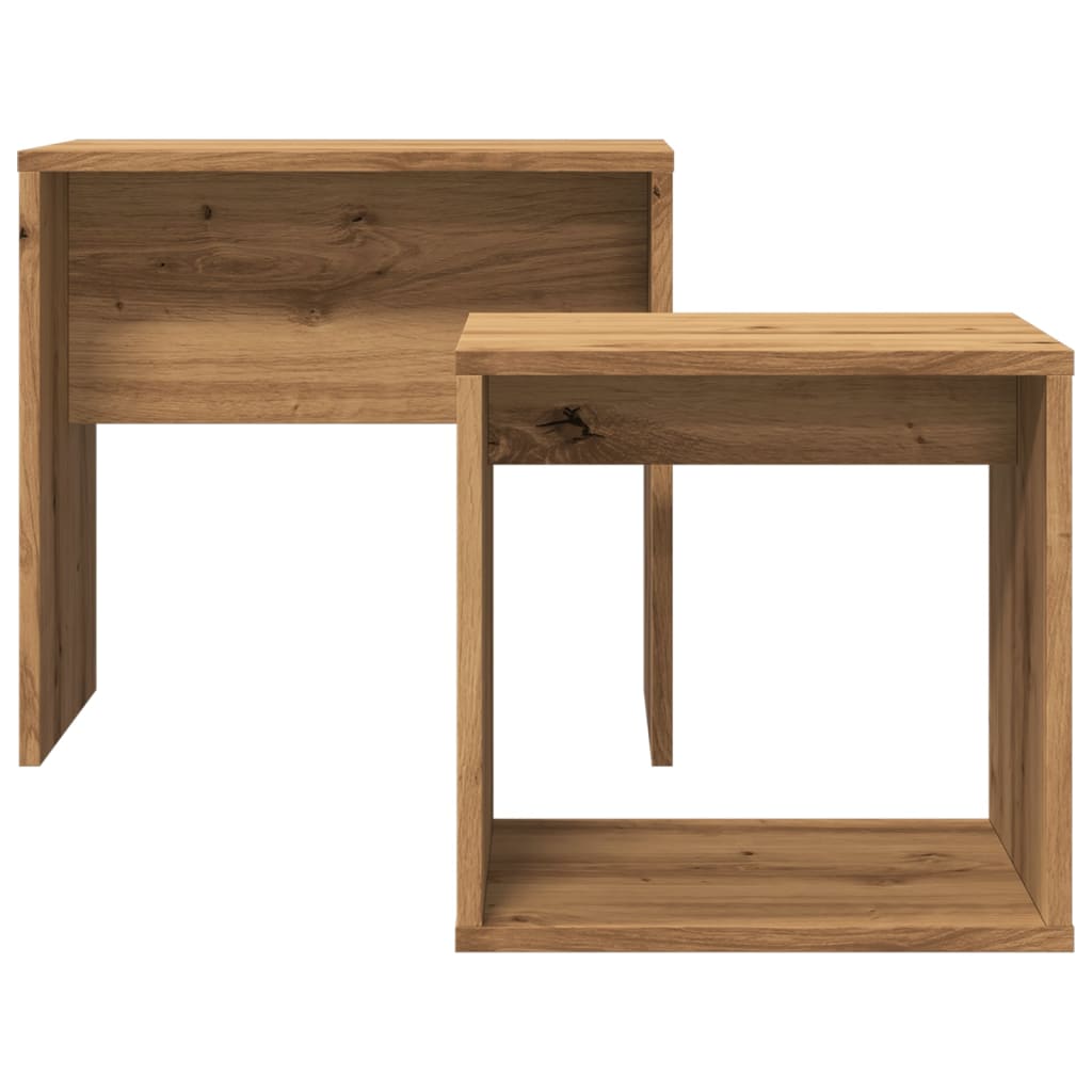 Tables basses gigognes 2 pcs chêne artisanal bois d'ingénierie Tables basses vidaXL   