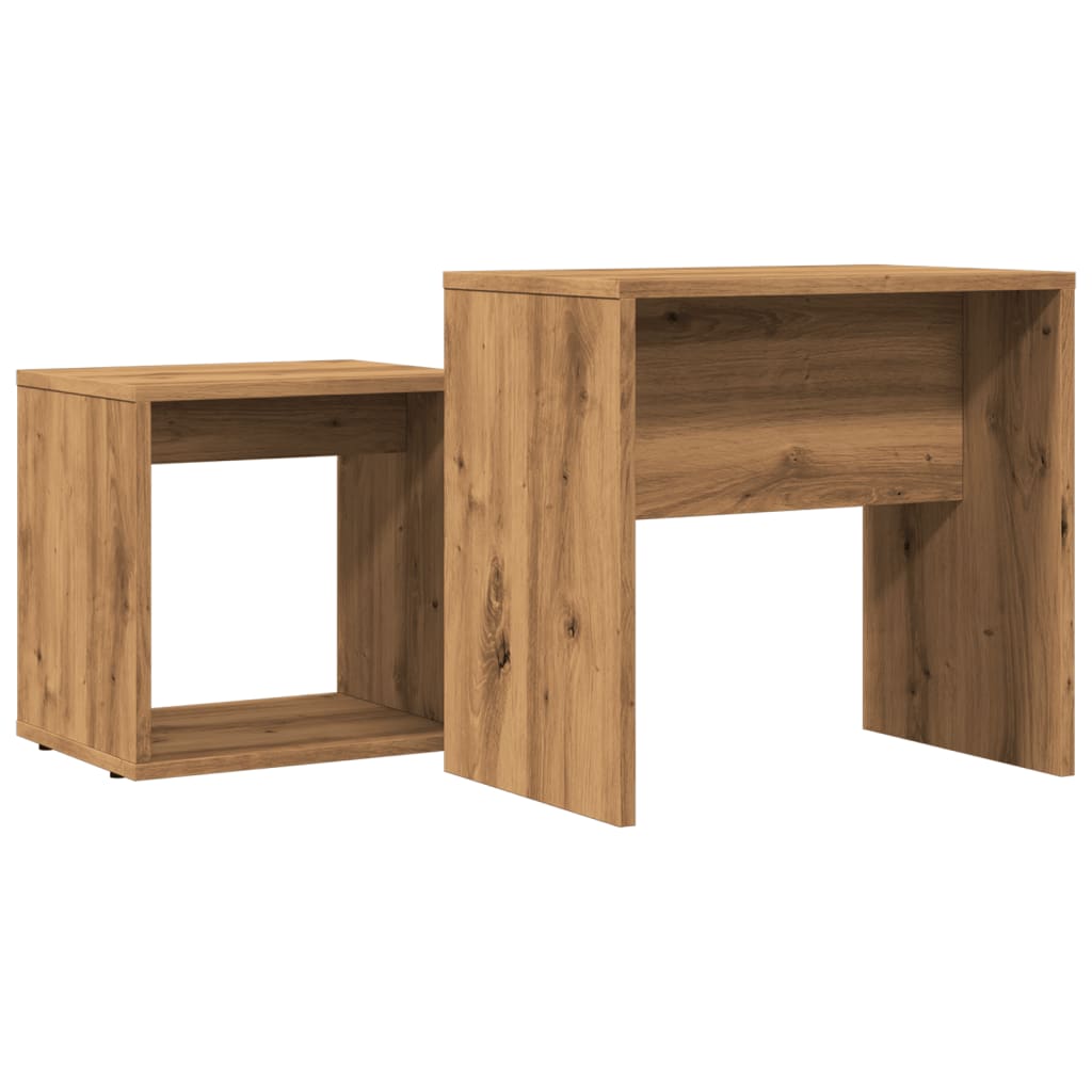 Tables basses gigognes 2 pcs chêne artisanal bois d'ingénierie Tables basses vidaXL   