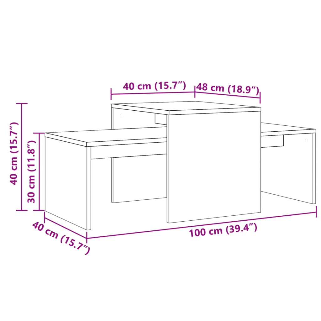 Table basse vieux bois 100x48x40 cm bois d'ingénierie Tables basses vidaXL   