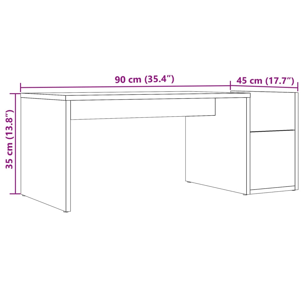 Table basse chêne artisanal 90x45x35 cm bois d'ingénierie Tables basses vidaXL   