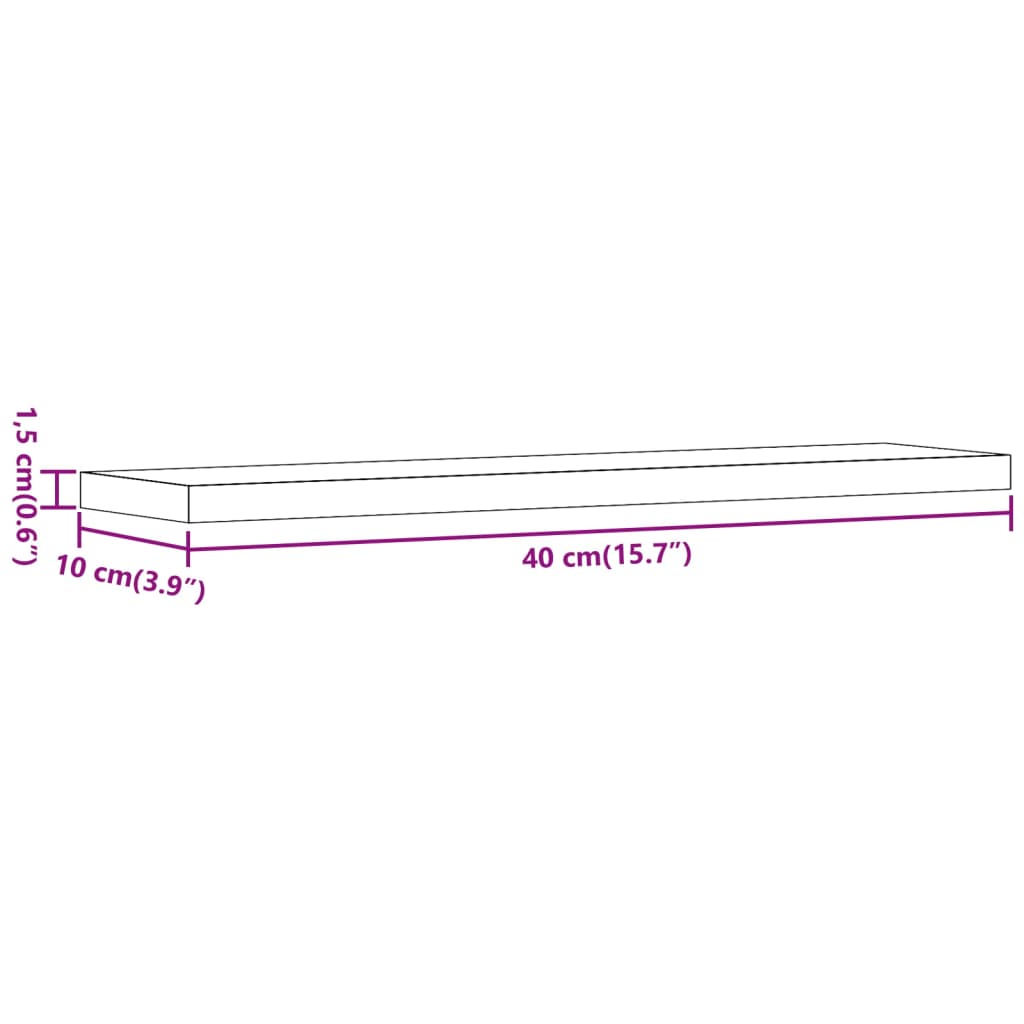 Étagères murales 4 pcs vieux bois 40x10x1,5cm bois d'ingénierie Étagères vidaXL