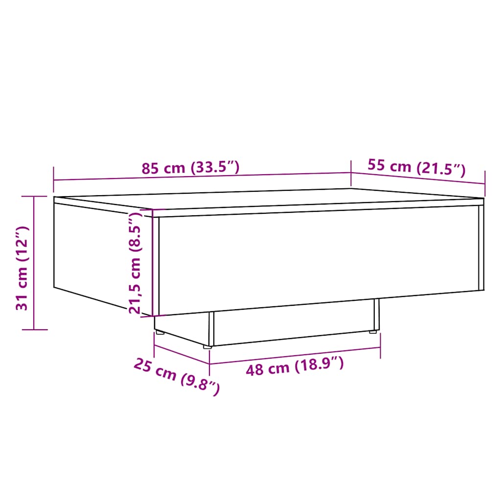 Table basse vieux bois 85x55x31 cm bois d'ingénierie Tables basses vidaXL   