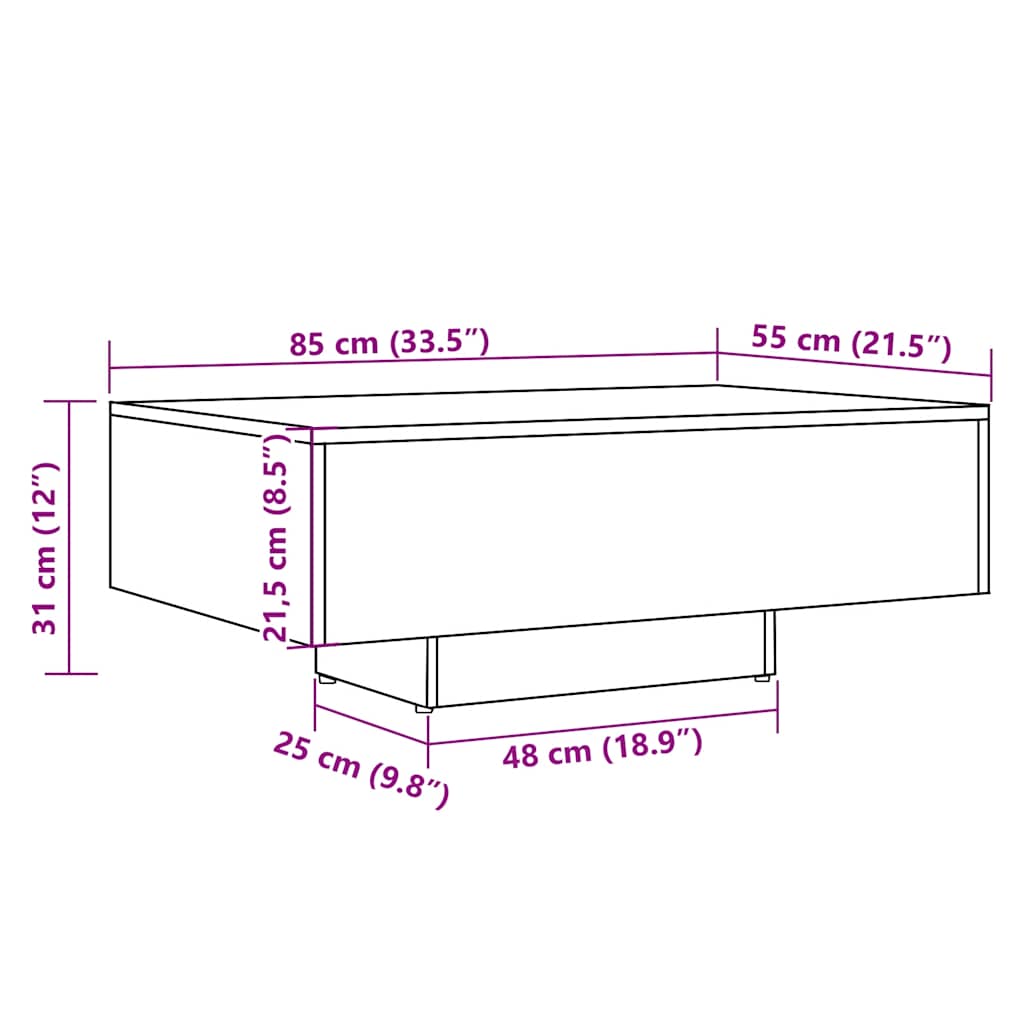 Table basse chêne artisanal 85x55x31 cm bois d'ingénierie Tables basses vidaXL   