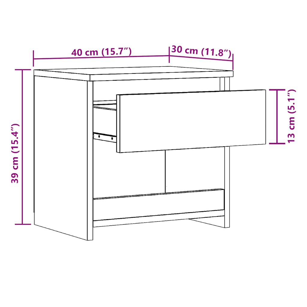 Tables de chevet 2 pcs vieux bois 40x30x39 cm bois ingénierie Tables de chevet vidaXL