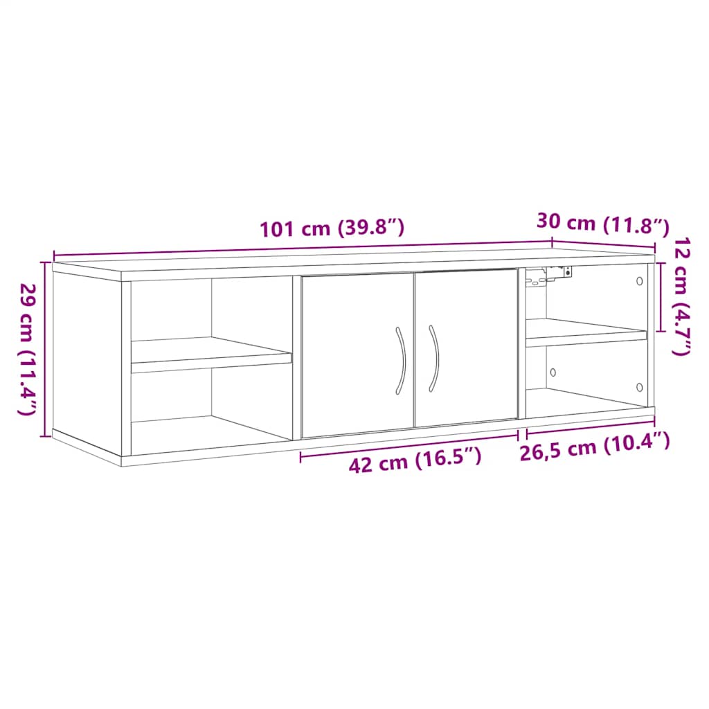 Armoire murale vieux bois 102x30x29 cm bois d'ingénierie Étagères murales & corniches vidaXL