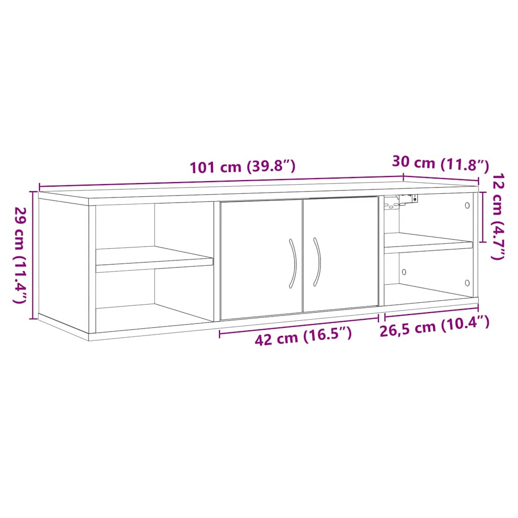 Armoire murale chêne artisanal 102x30x29 cm bois d'ingénierie Étagères murales & corniches vidaXL