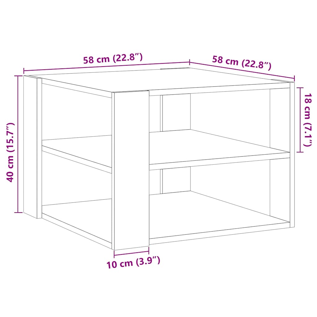 Table basse vieux bois 58x58x40 cm bois d'ingénierie Tables basses vidaXL