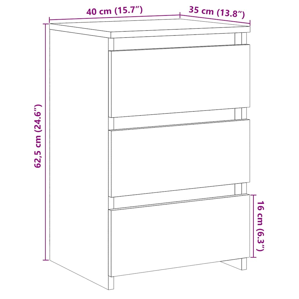 Table de chevet vieux bois 40x35x62,5 cm bois d'ingénierie Tables de chevet vidaXL   