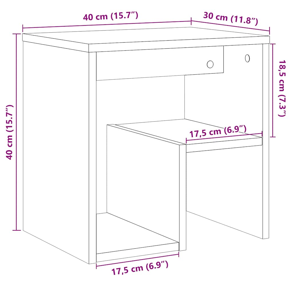 Table de chevet vieux bois 40x30x40 cm bois d'ingénierie Tables de chevet vidaXL   