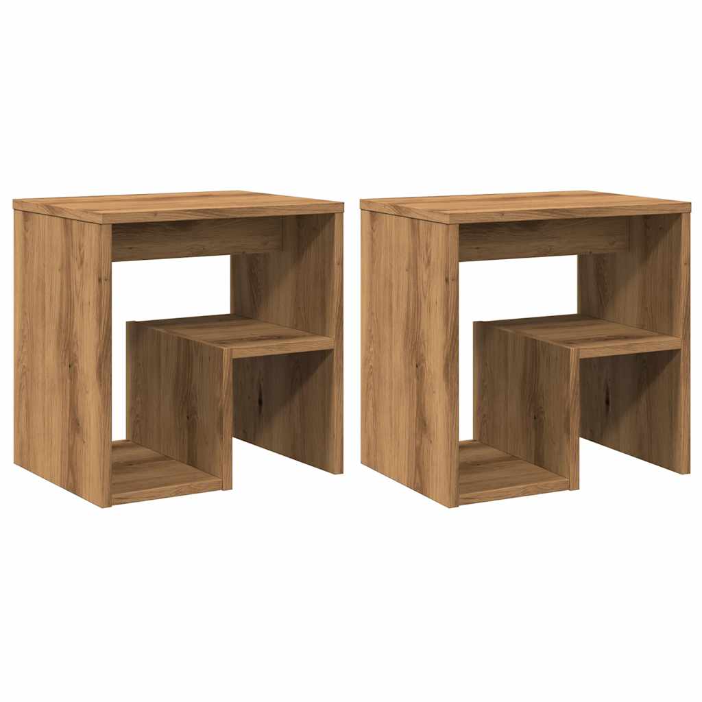 Tables de chevet 2 pcs chêne artisanal bois d'ingénierie Tables de chevet vidaXL   