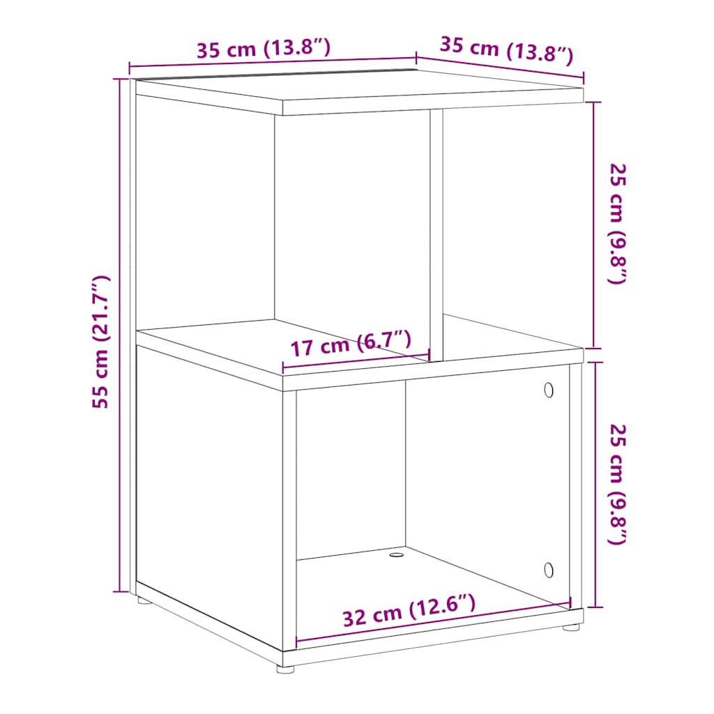 Table de chevet vieux bois 35x35x55 cm bois d'ingénierie Tables de chevet vidaXL