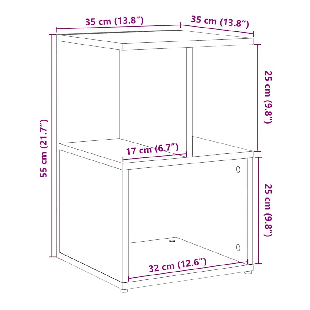 Tables de chevet 2 pcs vieux bois 35x35x55 cm bois d'ingénierie Tables de chevet vidaXL