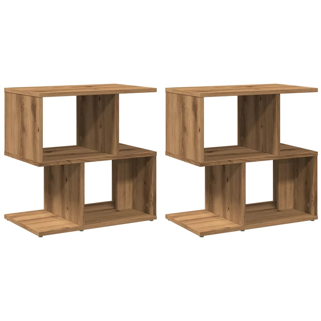 Tables de chevet 2 pcs chêne artisanal bois d'ingénierie Tables de chevet vidaXL