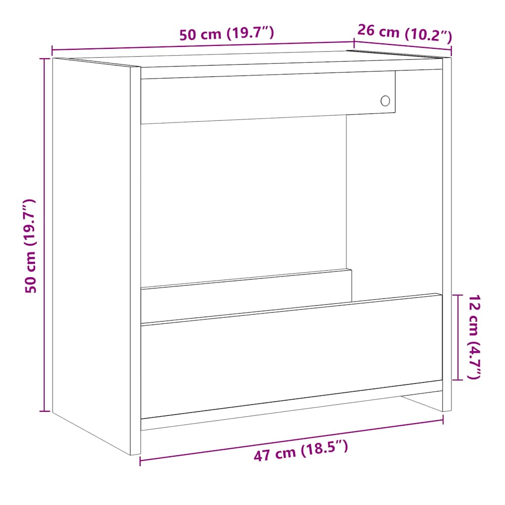 Table d'appoint vieux bois 50x26x50 cm bois d'ingénierie Tables d'appoint vidaXL