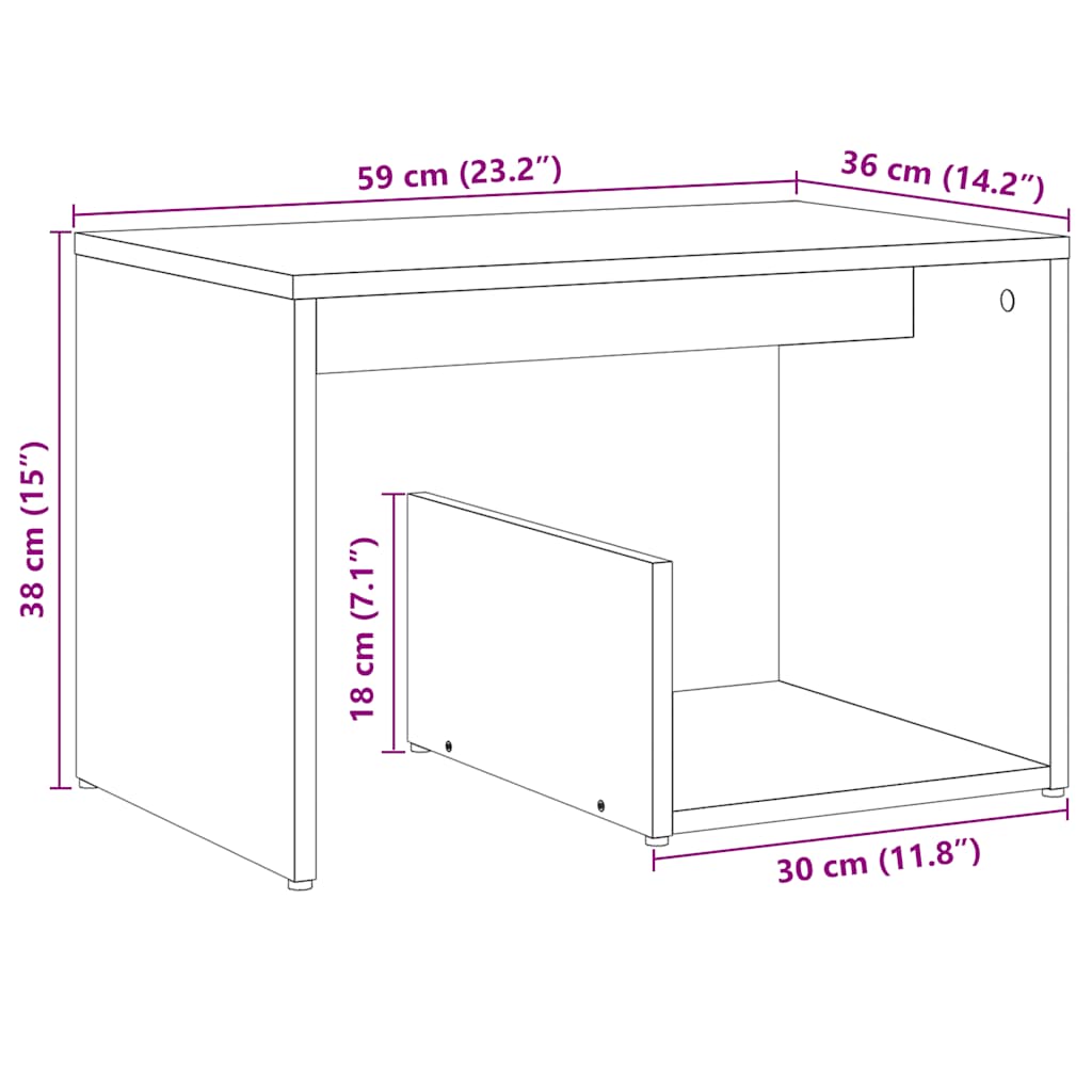 Table d'appoint vieux bois 59x36x38 cm bois d'ingénierie Tables d'appoint vidaXL   