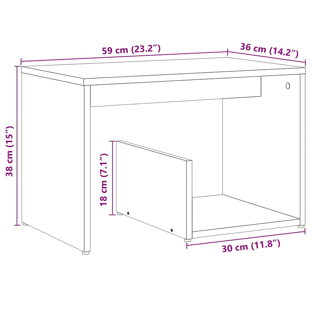 Table d'appoint chêne artisanal 59x36x38 cm bois d'ingénierie Tables d'appoint vidaXL   