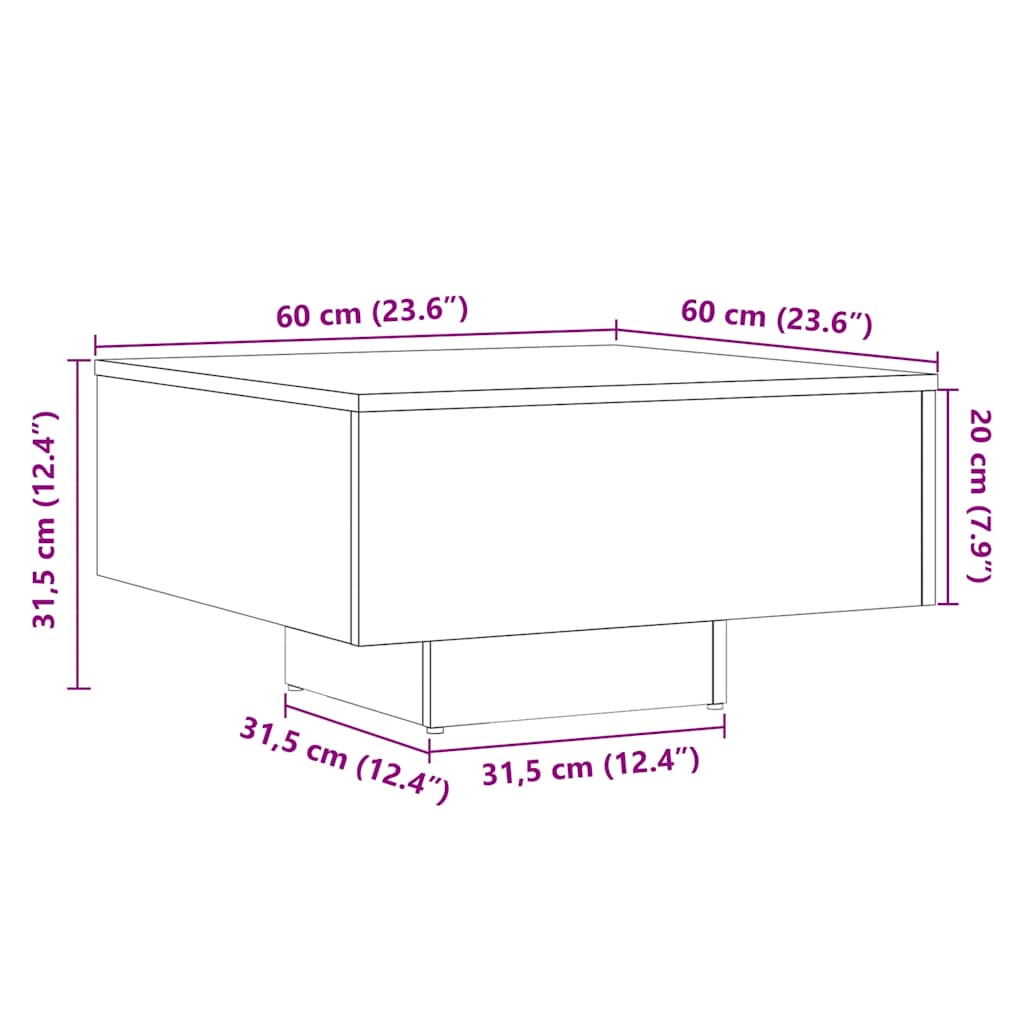 Table basse vieux bois 60x60x31,5 cm bois d'ingénierie Tables basses vidaXL   