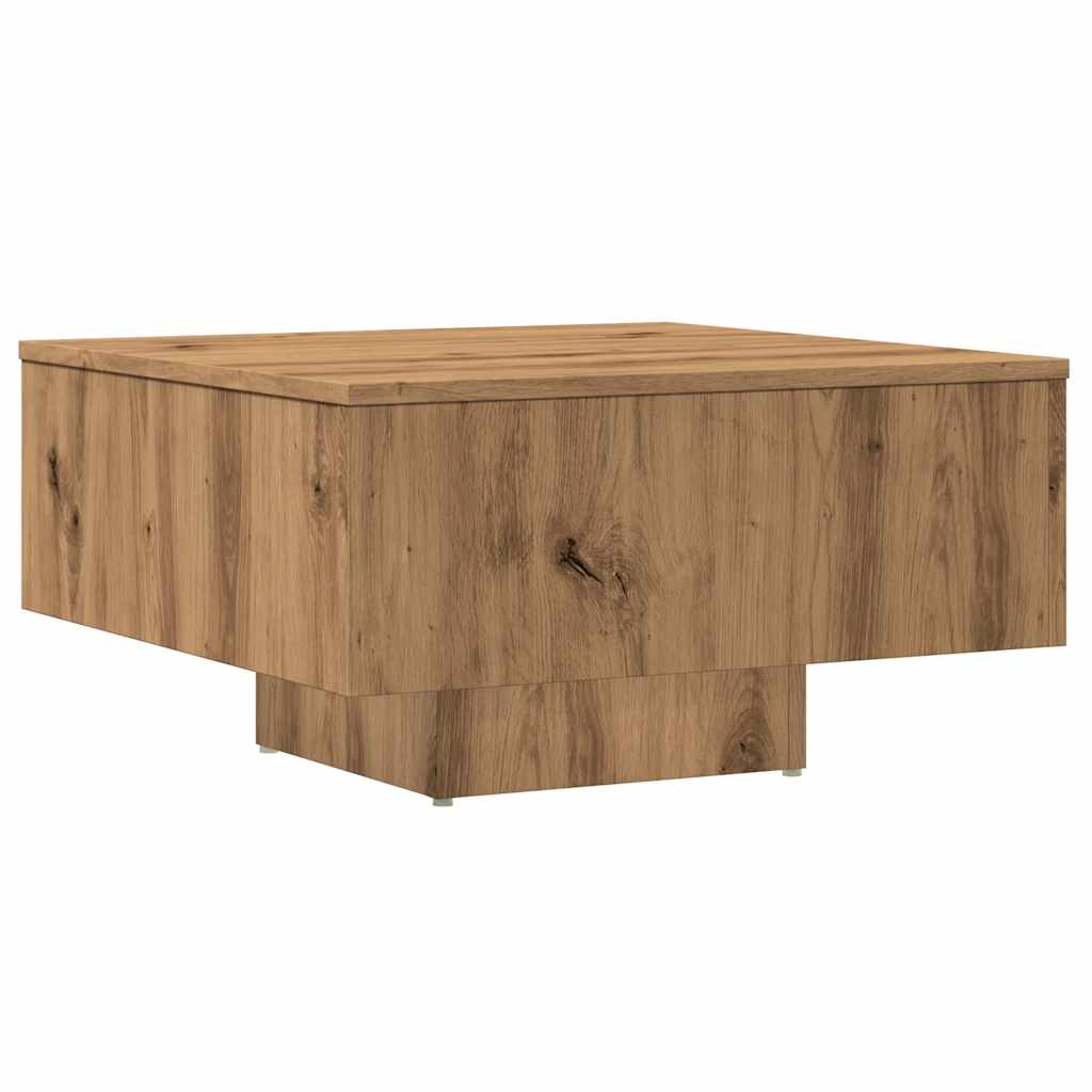 Table basse chêne artisanal 60x60x31,5 cm bois d'ingénierie - Xios Store SNC