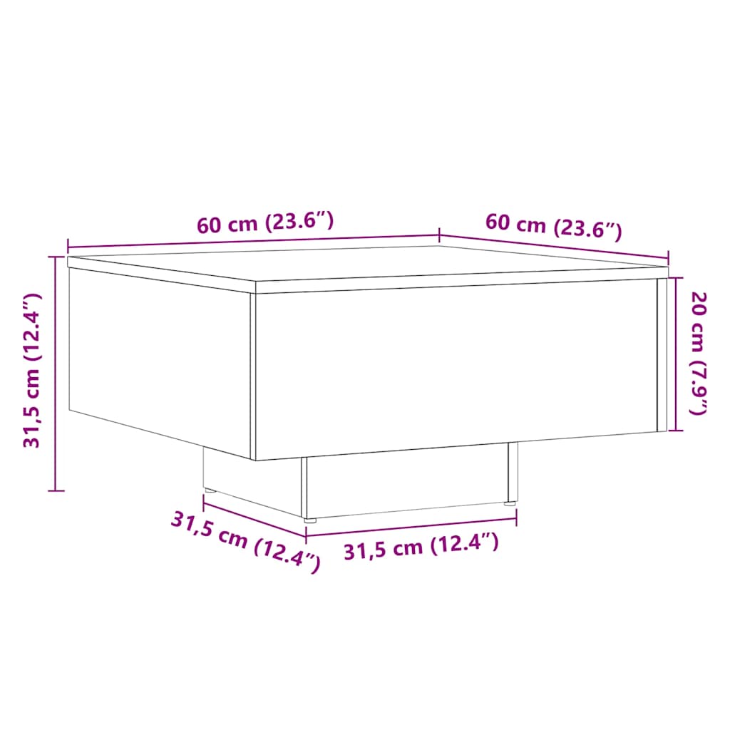 Table basse chêne artisanal 60x60x31,5 cm bois d'ingénierie Tables basses vidaXL   