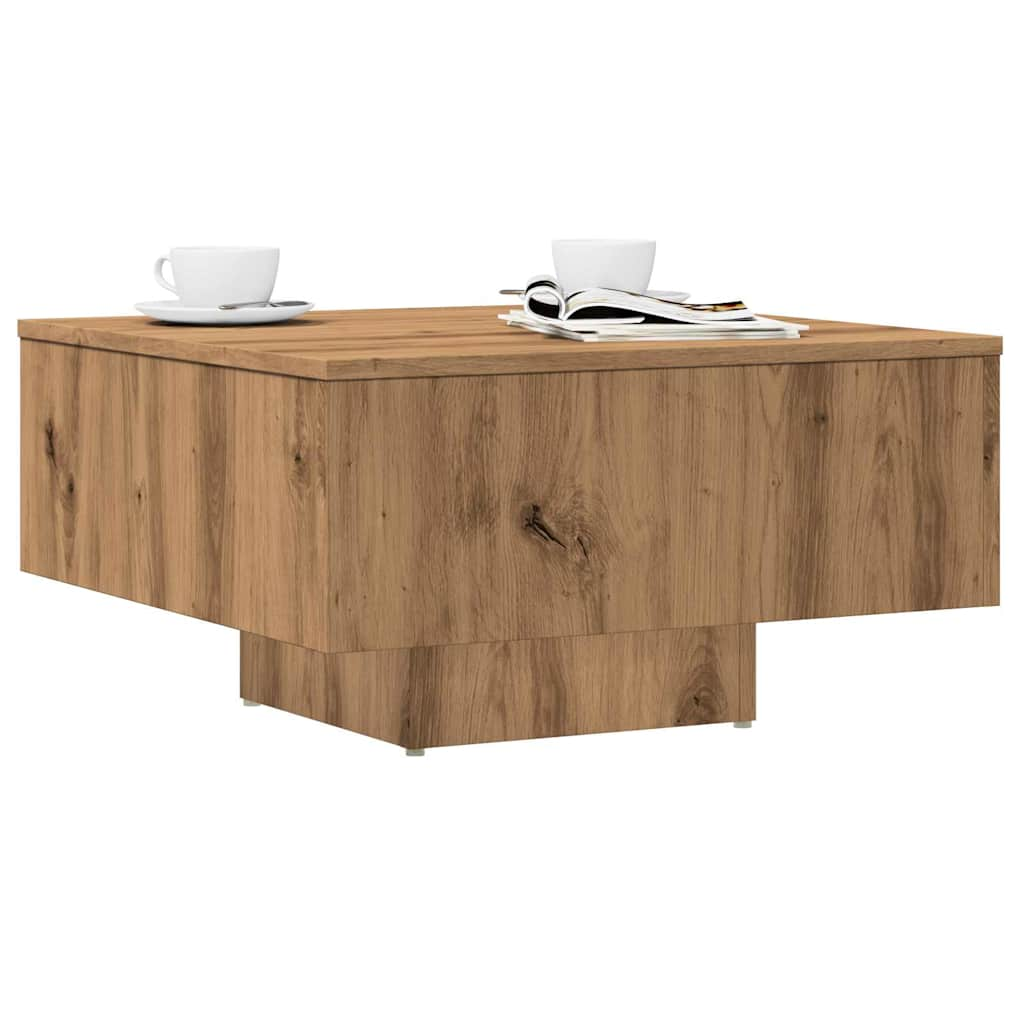 Table basse chêne artisanal 60x60x31,5 cm bois d'ingénierie - Xios Store SNC