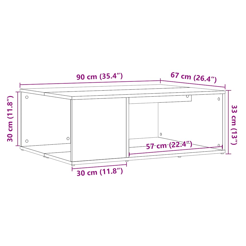 Table basse vieux bois 90x67x33 cm bois d'ingénierie Tables basses vidaXL