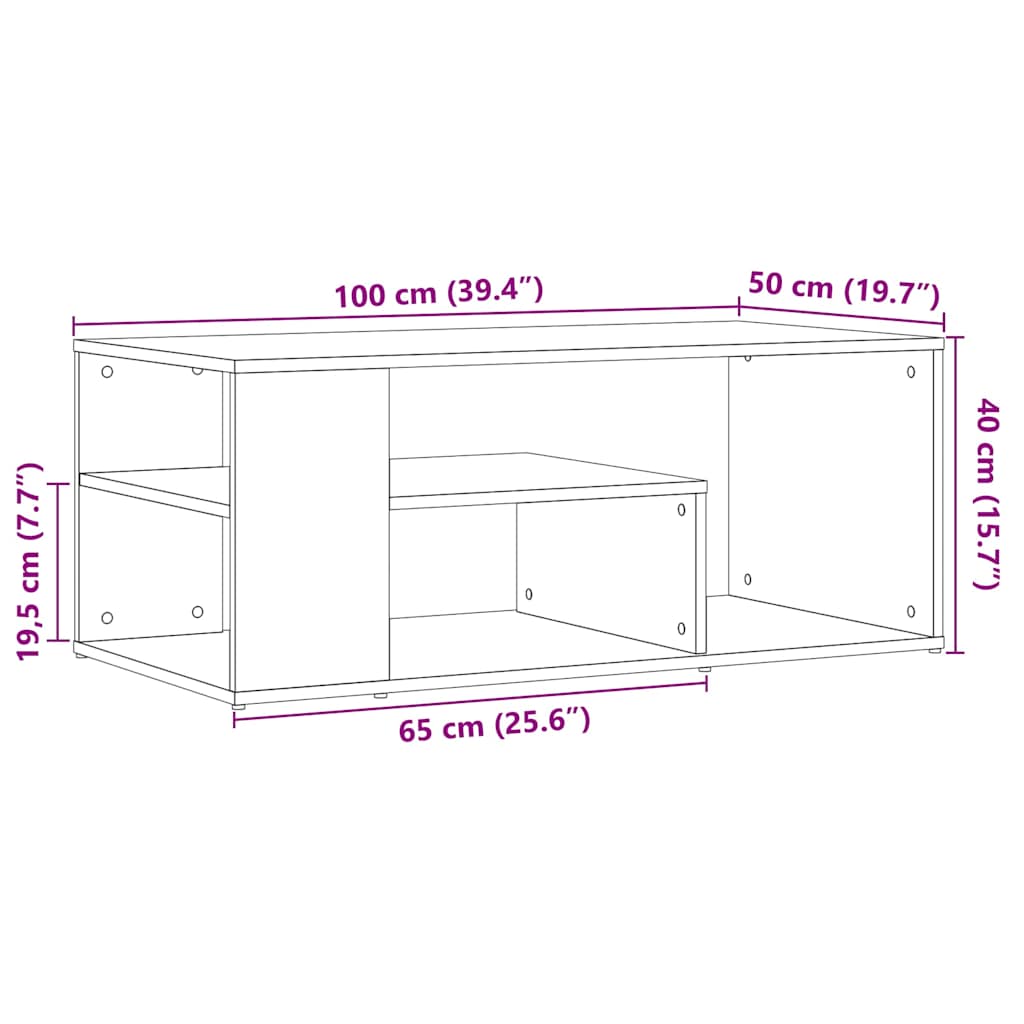 Table d'appoint vieux bois 100x50x40 cm bois d'ingénierie Tables basses vidaXL