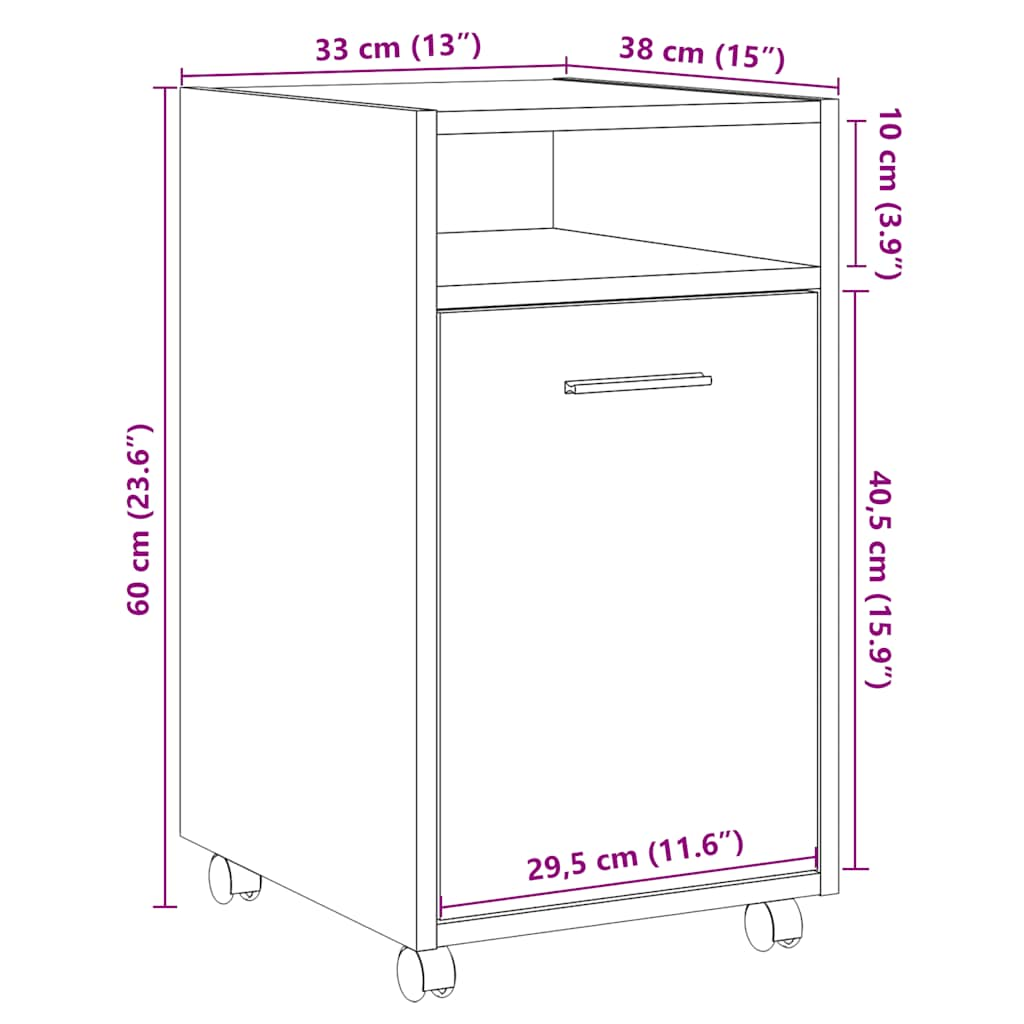 Armoire avec roues vieux bois 33x38x60 cm bois d'ingénierie Casiers & armoires de rangement vidaXL