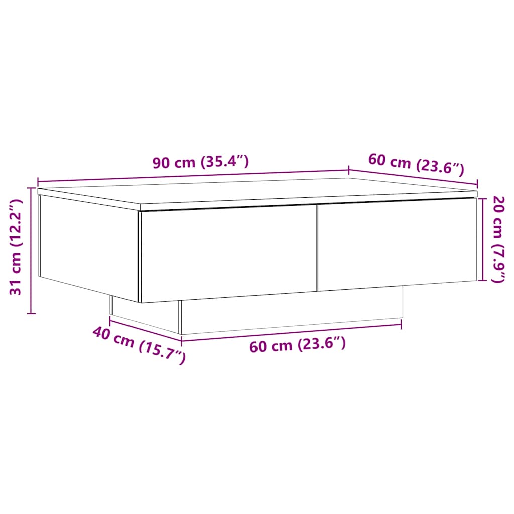 Table basse vieux bois 90x60x31 cm bois d'ingénierie Tables basses vidaXL   